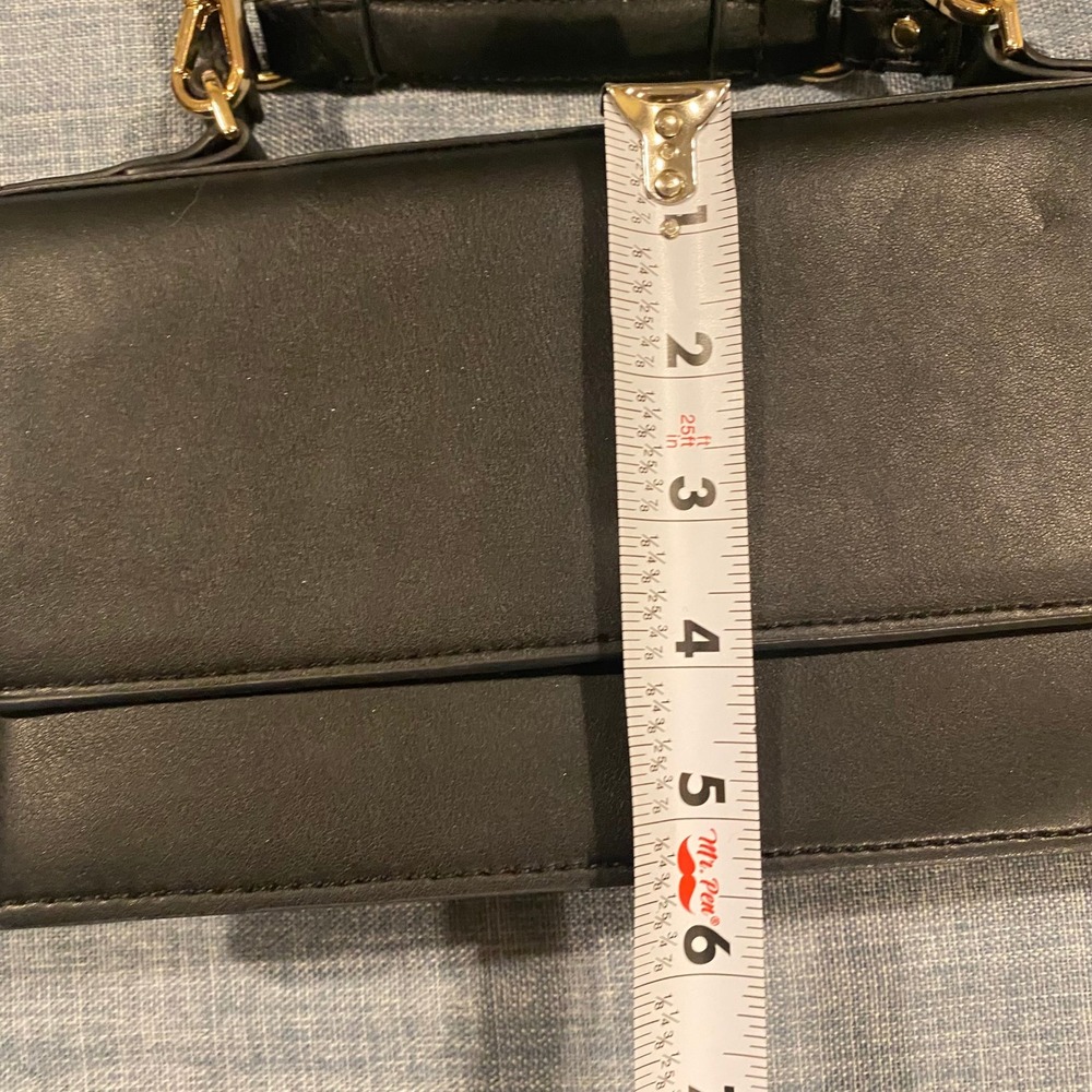 ZARA Black Faux Leather Convertible Crossbody Shoulder Handbag Gold Hardware - Picture 3 of 11